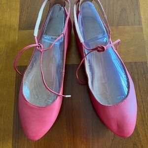 Born Kharen Ankle Tie Pink Ballet Flats 8.5